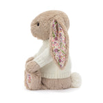 Blossom Beige Bunny 'Petal' with Personalised Cream Jumper - Jellycat plush toy, view 3